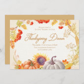 Pumpkin Sonnenblumen Erntedank Abendessen Einladun Einladung (Vorne/Hinten)