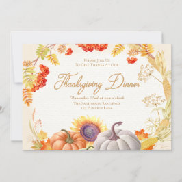 Pumpkin Sonnenblumen Erntedank Abendessen Einladun Einladung