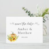 Pumpkin Sonnenblumen Hochzeit speichern die Datums Save The Date (Stehend Vorderseite)
