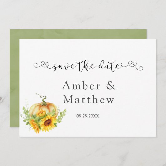 Pumpkin Sonnenblumen Hochzeit speichern die Datums Save The Date (Vorne/Hinten)