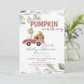 Pumpkin Sonnenblumen LKW-Antrieb durch Babydusche Einladung (Stehend Vorderseite)