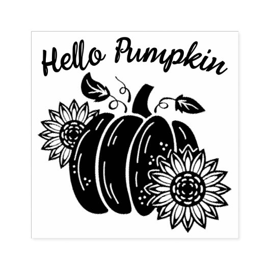 Pumpkin Sonnenblumen Niedlich Ihren Text hinzufüge Gummistempel (Prägung)