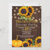 Pumpkin Sonnenblumen Rustic Barn Wood Erntedank Einladung (Vorderseite)
