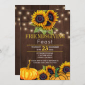 Pumpkin Sonnenblumen Rustic Barn Wood Freindsgivin Einladung (Vorne/Hinten)