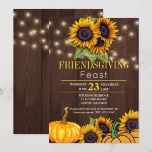 Pumpkin Sonnenblumen Rustic Barn Wood Freindsgivin Einladung