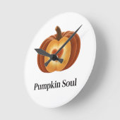 Pumpkin Soul - Cozy Autumn Clock Runde Wanduhr (Winkel)