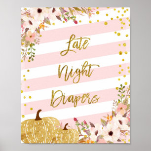 Pumpkin Späte Nacht Windeln signieren. Poster