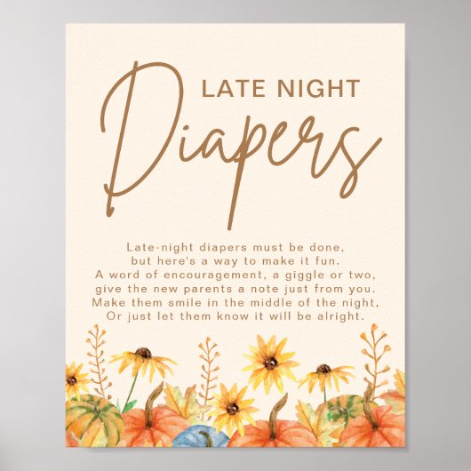Pumpkin Spate Night Diapers Baby Dusche Game Poster (Vorne)