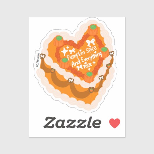 Pumpkin Spice And Everything Nice Heart Cake  Aufkleber (Blatt)