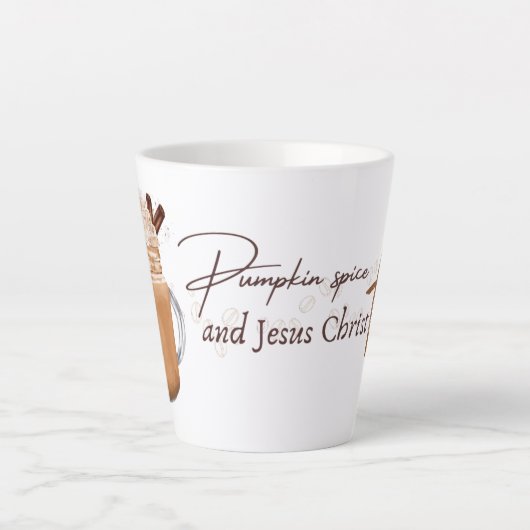 Pumpkin Spice and Jesus Christ Autumn Milchtasse (Vorderseite)