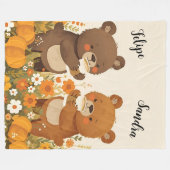 Pumpkin Spice Bear Fleece Blanket (Vorderseite (Horizontal))