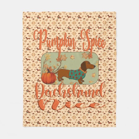 Pumpkin Spice Dackel Nice Fleecedecke (Vorderseite)