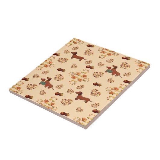 Pumpkin Spice Dackel Nice Fliese (Seite)