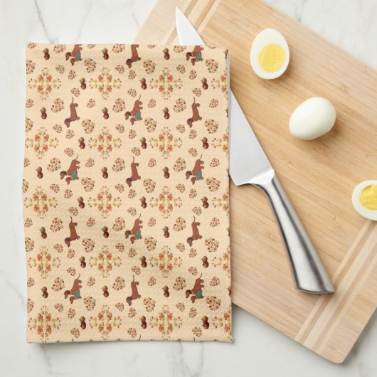 Pumpkin Spice Dackel Nice Geschirrtuch (Viertel Falte)