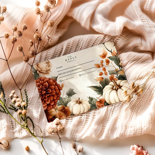 Pumpkin Spice Elegance Wedding RSVP Karte