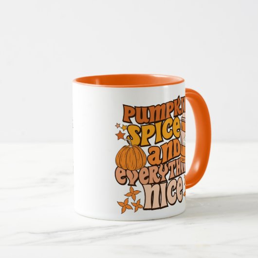 "Pumpkin Spice & Everything Nice" Herbstsaison Tasse (VorderseiteRechts)