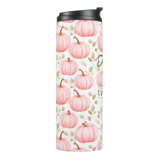 Pumpkin Spice Everything Nice Pink Pattern Fall Thermosbecher (Nach links gedreht)