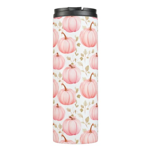 Pumpkin Spice Everything Nice Pink Pattern Fall Thermosbecher (Rückseite)
