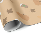 Pumpkin Spice Fall Wrapping Papier Muster Geschenkpapier (Rolleneckpunkt)