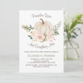 Pumpkin Spice Floral Baby Dusche Einladung (Stehend Vorderseite)