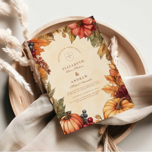 Pumpkin Spice Florals Wedding Einladung