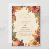 Pumpkin Spice Florals Wedding Einladung (Vorderseite)
