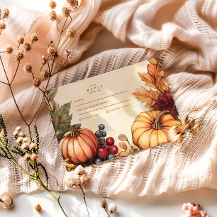 Pumpkin Spice Florals Wedding RSVP Karte