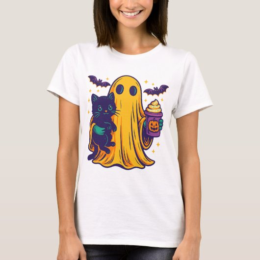 Pumpkin Spice Ghost PNG☐ Fall catful☐ cat png T-Shirt (Vorderseite)