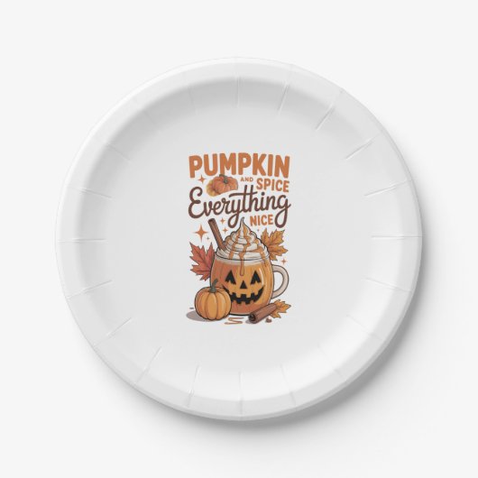 Pumpkin Spice Halloween Pappteller (Vorderseite)