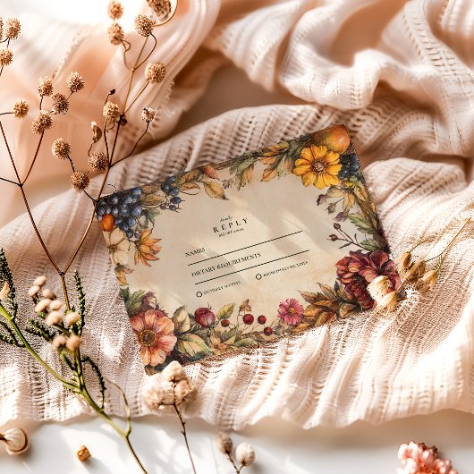 Pumpkin Spice Harvest Wedding RSVP Karte