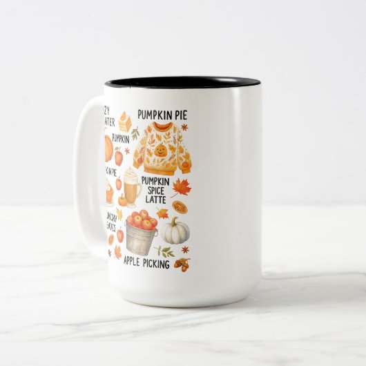 Pumpkin Spice Latte |Cosy Fall Coffee Autumn Vibes Zweifarbige Tasse (Vorderseite Links)