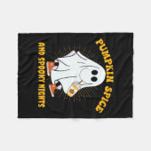 Pumpkin Spice Latte Fall Vibe Halloween Spooky Gho Fleecedecke (Vorderseite (Horizontal))