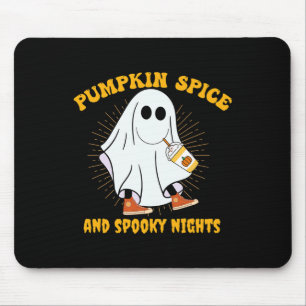 Pumpkin Spice Latte Fall Vibe Halloween Spooky Gho Mousepad