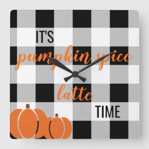Pumpkin Spice Latte Fall Wohngestaltung Quadratische Wanduhr