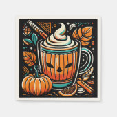 Pumpkin Spice Latte Halloween Design Serviette (Vorderseite)