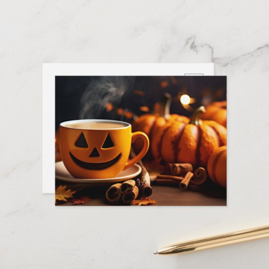 Pumpkin Spice Latte-Kaffee Postkarte (Vorderseite/Rückseite Beispiel)