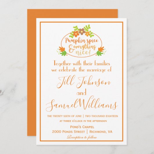 Pumpkin Spice Lovely Wedding Einladung (Vorne/Hinten)