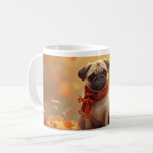 Pumpkin Spice & Pug Vibes Kaffeetasse (Vorderseite Links)