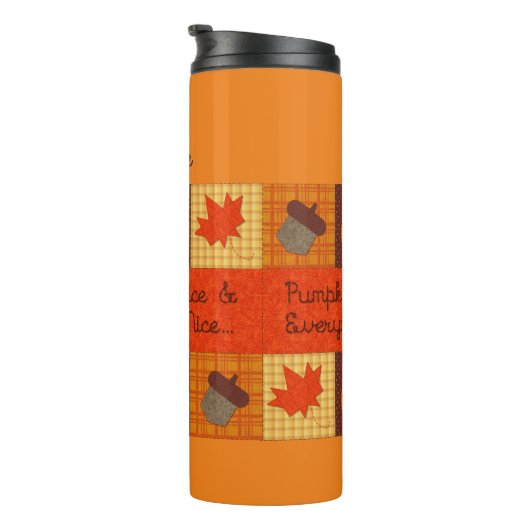 Pumpkin Spice Quilt Collage Personalisiert Thermosbecher (Nach rechts gedreht)