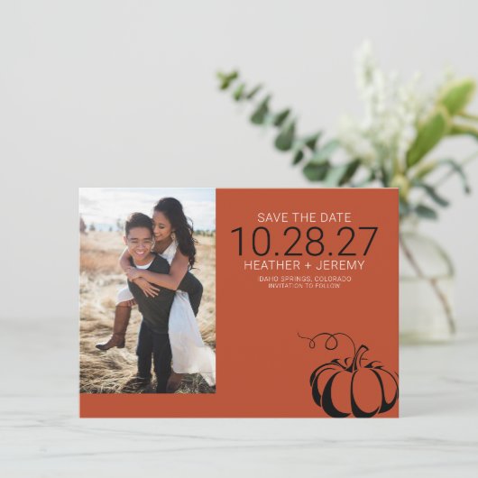 Pumpkin Spice Save The Date (Stehend Vorderseite)
