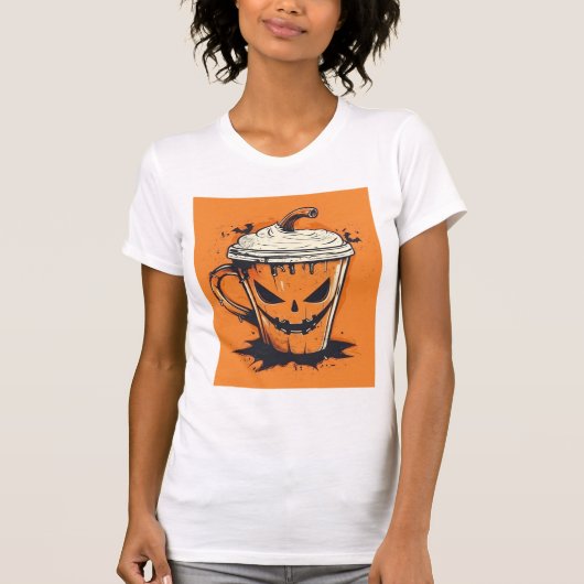 Pumpkin Spice Season – Cute Jack-O-Lantern Coffee T-Shirt (Vorderseite)