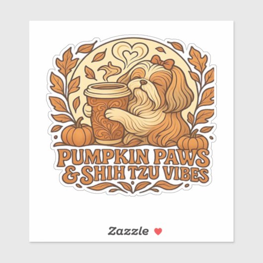 Pumpkin Spice Shih Tzu Retro Autumn Vibes Essentia Aufkleber (Blatt)