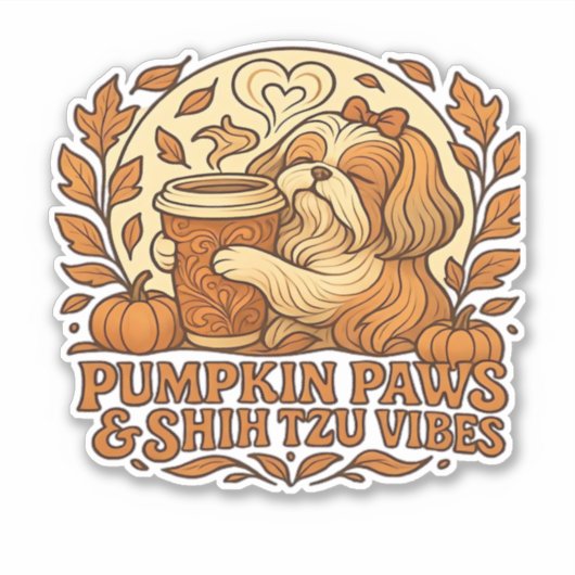 Pumpkin Spice Shih Tzu Retro Autumn Vibes Essentia Aufkleber (Vorderseite)