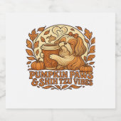 Pumpkin Spice Shih Tzu Retro Autumn Vibes Essentia Schaumweinetikett (Einzelnes Label)