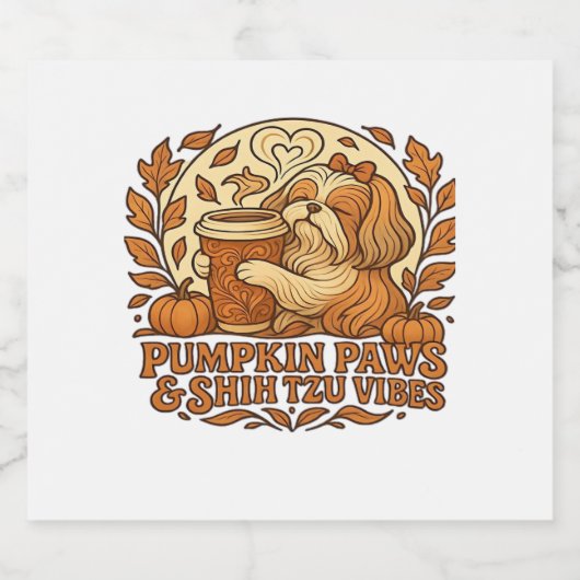 Pumpkin Spice Shih Tzu Retro Autumn Vibes Essentia Schaumweinetikett (Einzelnes Label)