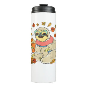 Pumpkin Spice Sloth Herbstlaubs Erntedank Autum Thermosbecher