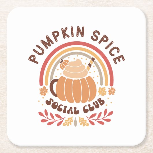 Pumpkin Spice Social Club – Cute Fall PSL Rechteckiger Pappuntersetzer (Vorderseite)