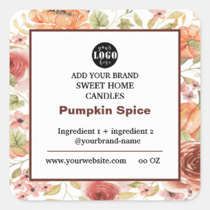Pumpkin Spice Soy Candle Label Quadratischer Aufkleber