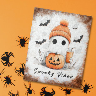 Pumpkin Spice Spooky Vibes Personalisiert Puzzle