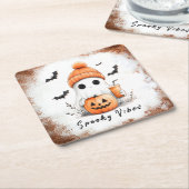 Pumpkin Spice Spooky Vibes Personalisiert Rechteckiger Pappuntersetzer (angewinkelt)
